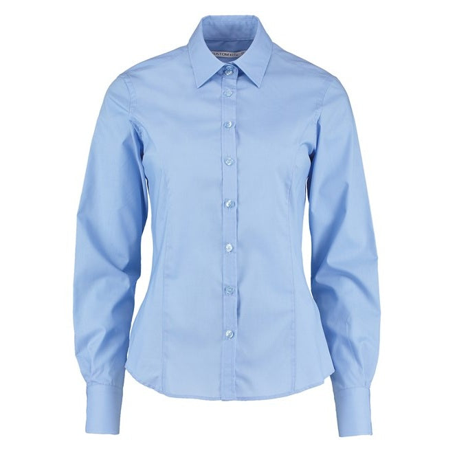 Kustom Kit Women's Long Sleeve Business Blouse Tailored Fit Easy Iron Shirt