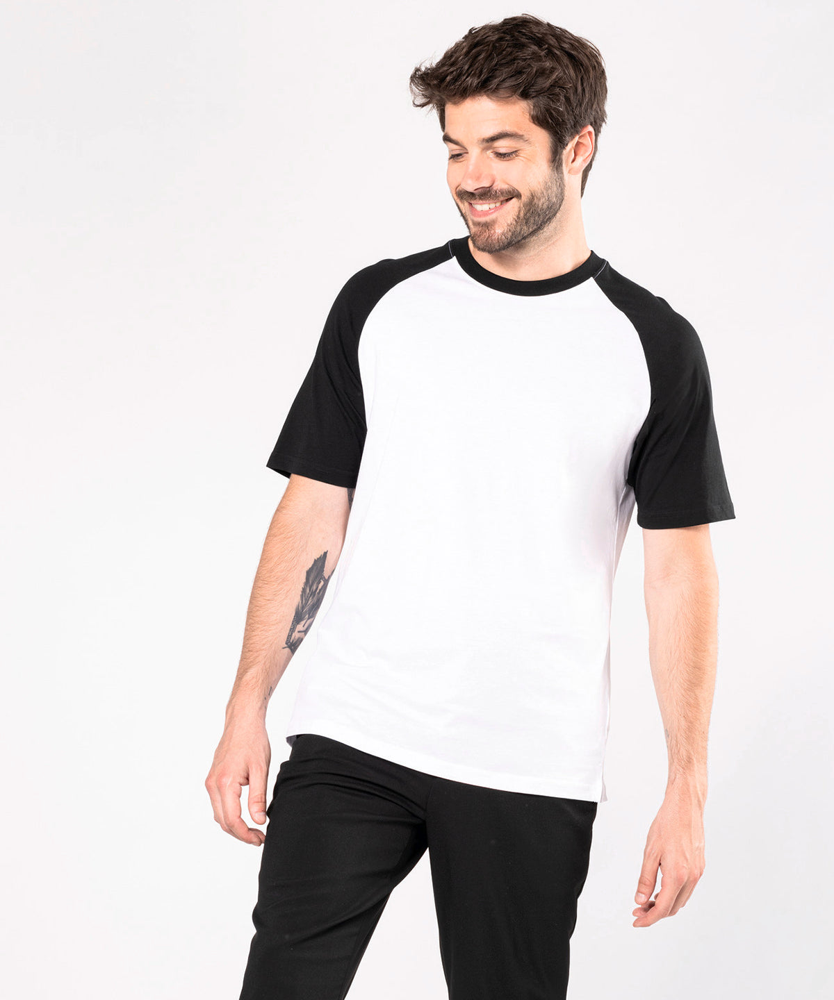 Kariban Two-Tone Baseball T-Shirt 100% Cotton Contrast Sleeves Side Vents