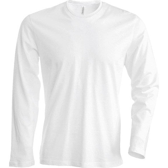 Kariban Men's Long-Sleeved Crew Neck T-Shirt 100% Cotton Slim Fit Enzyme Washed