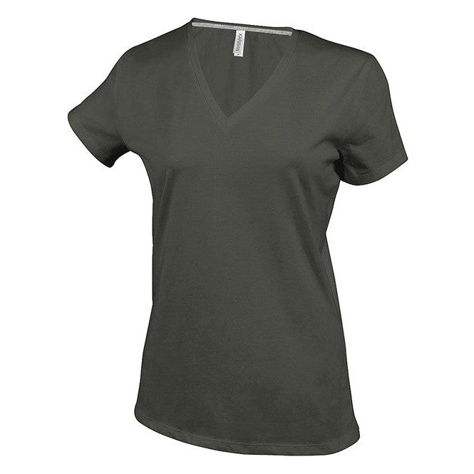 Kariban Ladies' V-Neck T-Shirt 100% Cotton Enzyme Washed Fitted Style