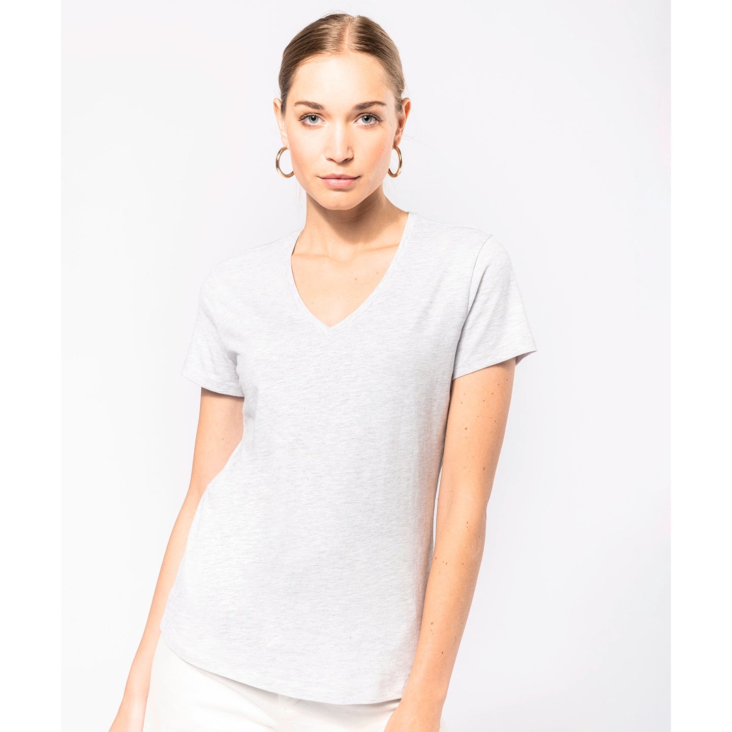 Kariban Ladies' V-Neck T-Shirt 100% Cotton Enzyme Washed Fitted Style