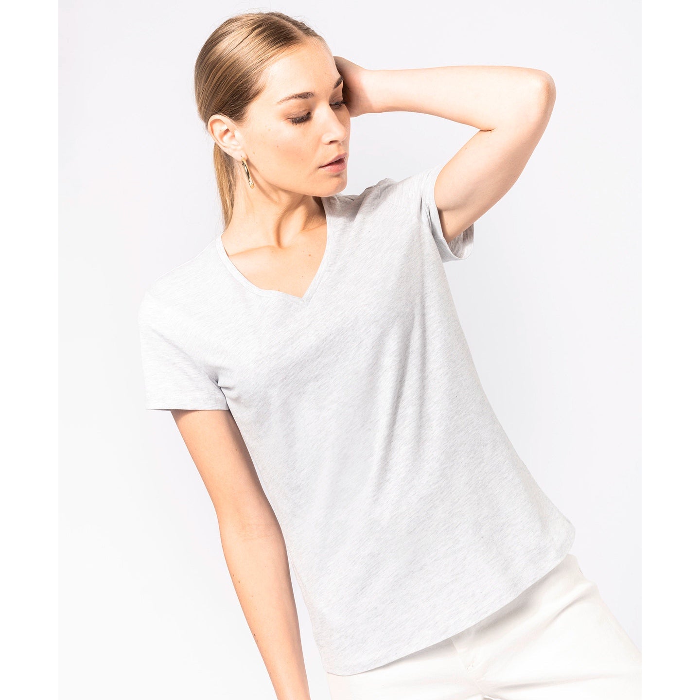 Kariban Ladies' V-Neck T-Shirt 100% Cotton Enzyme Washed Fitted Style
