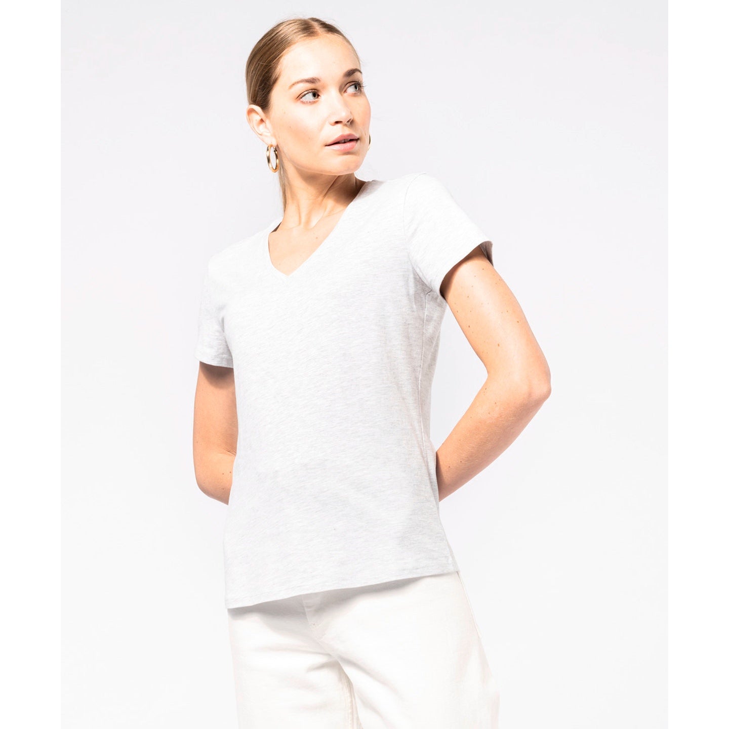 Kariban Ladies' V-Neck T-Shirt 100% Cotton Enzyme Washed Fitted Style
