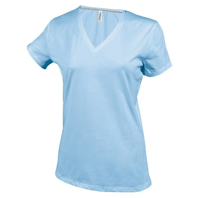 Kariban Ladies' V-Neck T-Shirt 100% Cotton Enzyme Washed Fitted Style