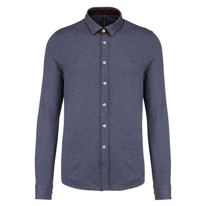 Kariban Long-Sleeved Jacquard Knit Shirt Soft Fabric Modern Adjustable Cuffs
