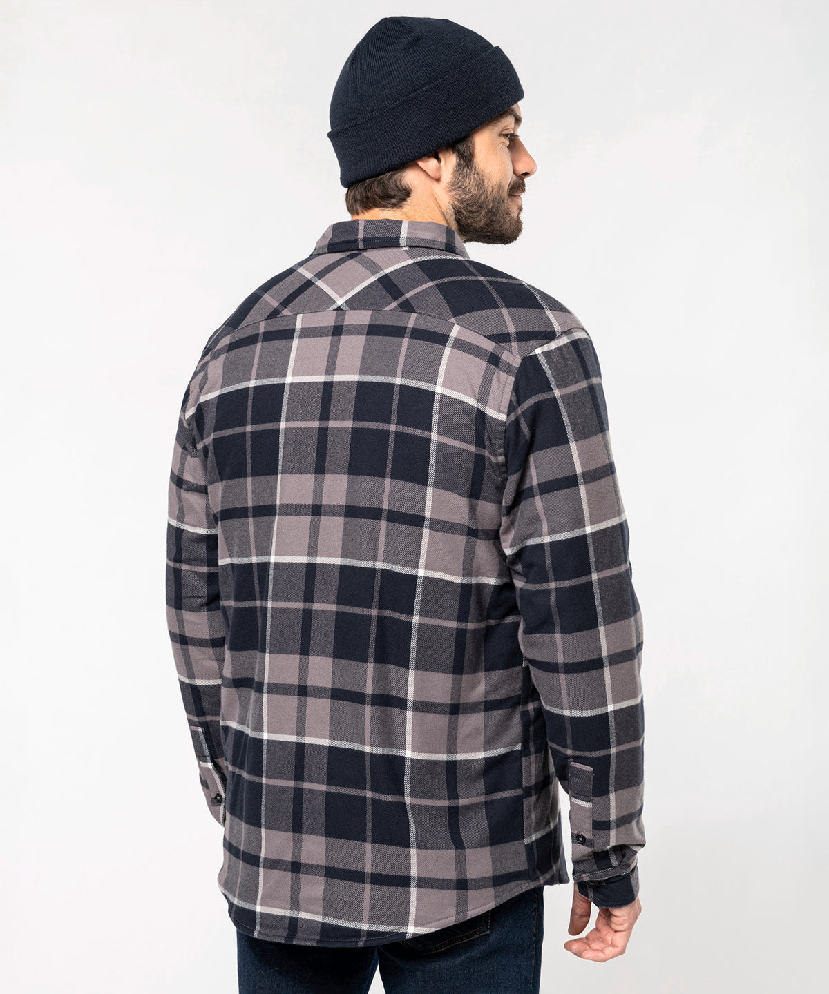 Kariban Sherpa-Lined Checked Shirt Jacket 100% Cotton Flannel Warm Soft