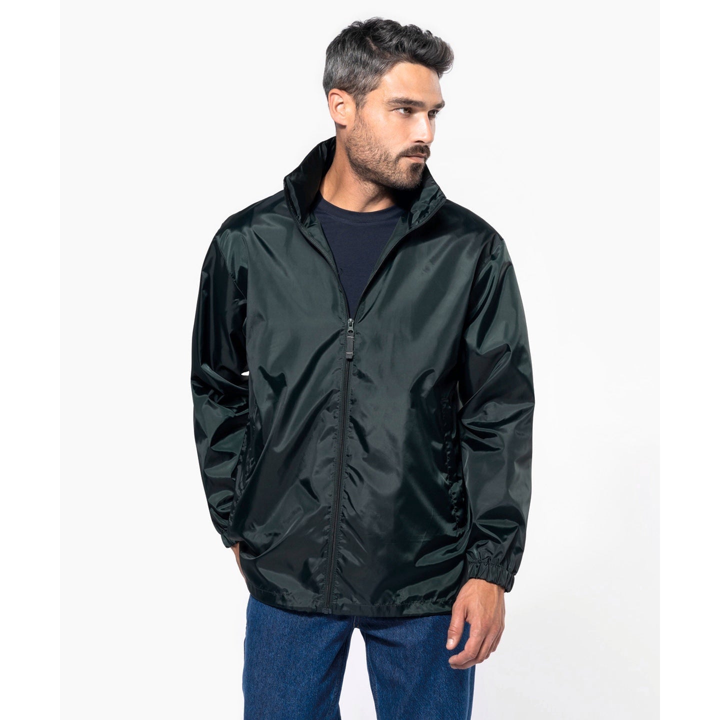 Kariban Windbreaker Jacket with Concealed Hood and Zipped Pockets, 100% Poly