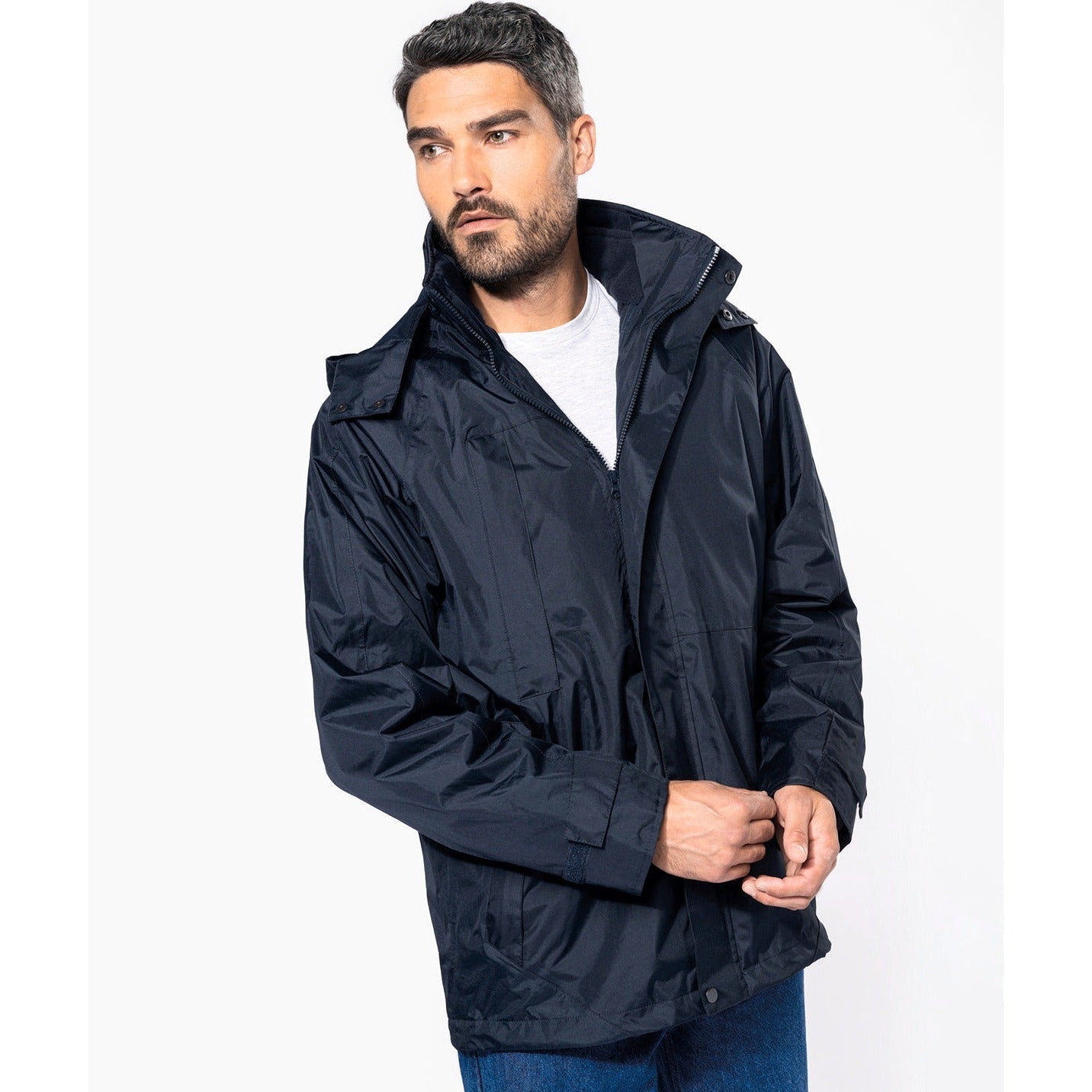 Kariban 3-In-1 Waterproof Parka with Detachable Hood and Fleece Jacket