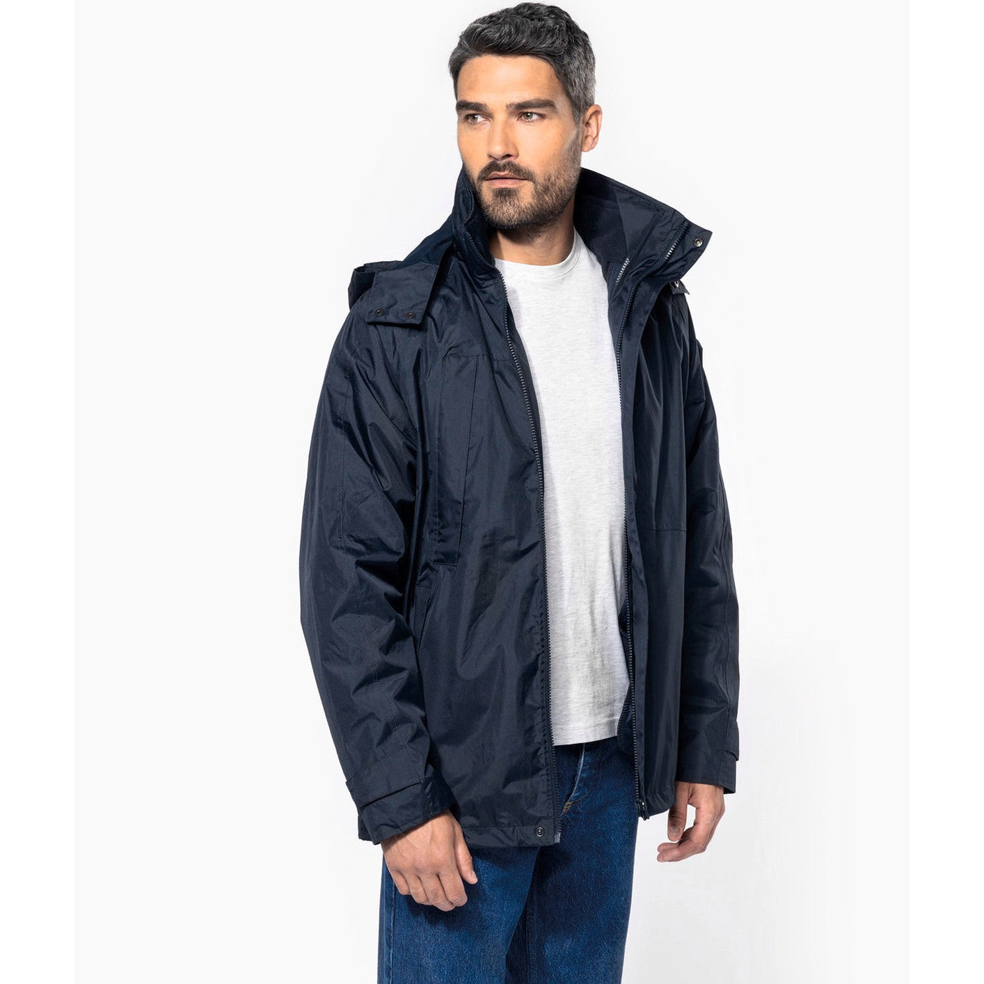 Kariban 3-In-1 Waterproof Parka with Detachable Hood and Fleece Jacket