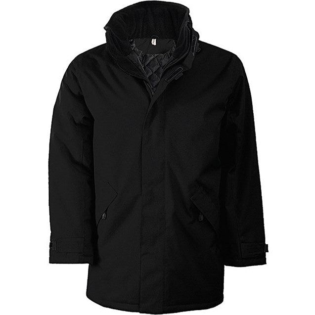 Kariban Quilted Parka with Concealed Hood, Fleece Collar, 2 Zipped Pockets