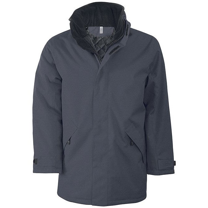 Kariban Quilted Parka with Concealed Hood, Fleece Collar, 2 Zipped Pockets