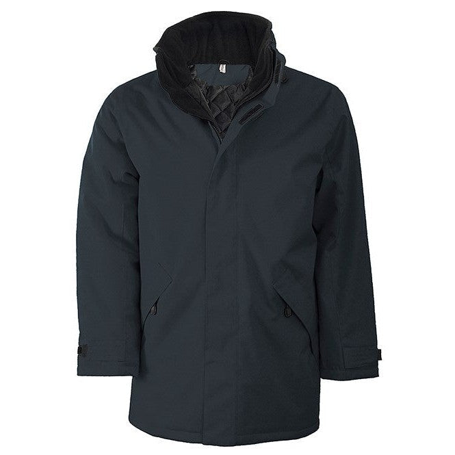 Kariban Quilted Parka with Concealed Hood, Fleece Collar, 2 Zipped Pockets