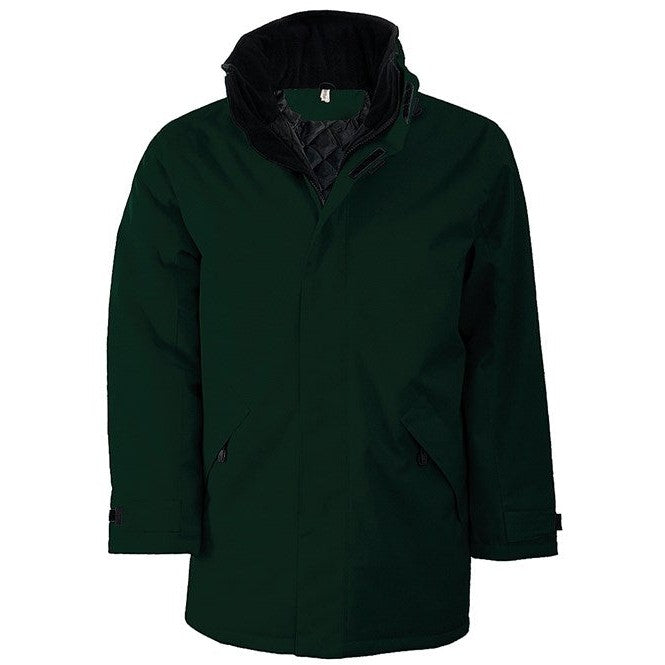 Kariban Quilted Parka with Concealed Hood, Fleece Collar, 2 Zipped Pockets