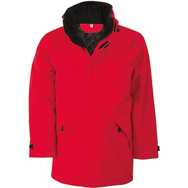 Kariban Quilted Parka with Concealed Hood, Fleece Collar, 2 Zipped Pockets