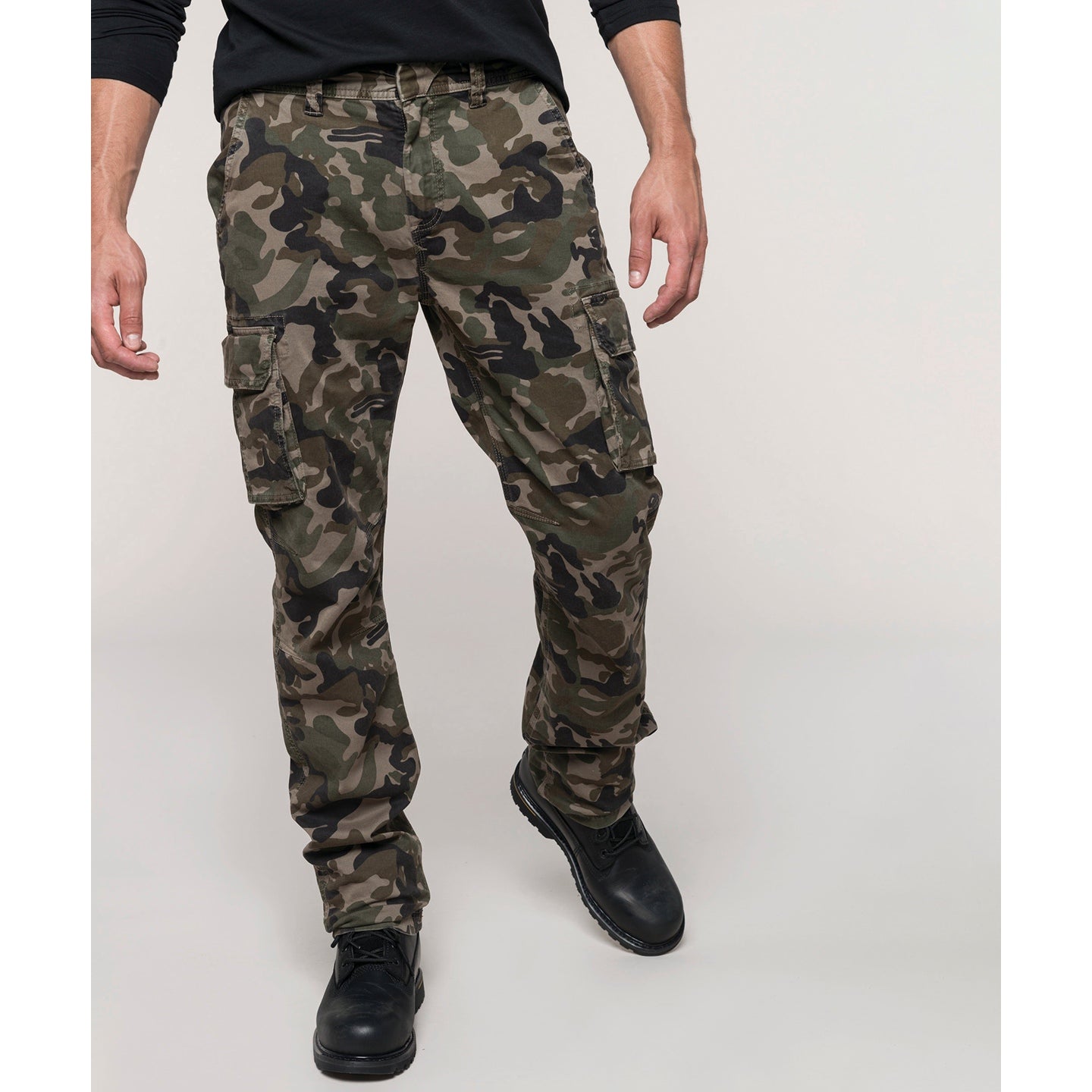Kariban Men's Multipocket Trousers 98% Cotton Aged Twill Fabric Size 30-42