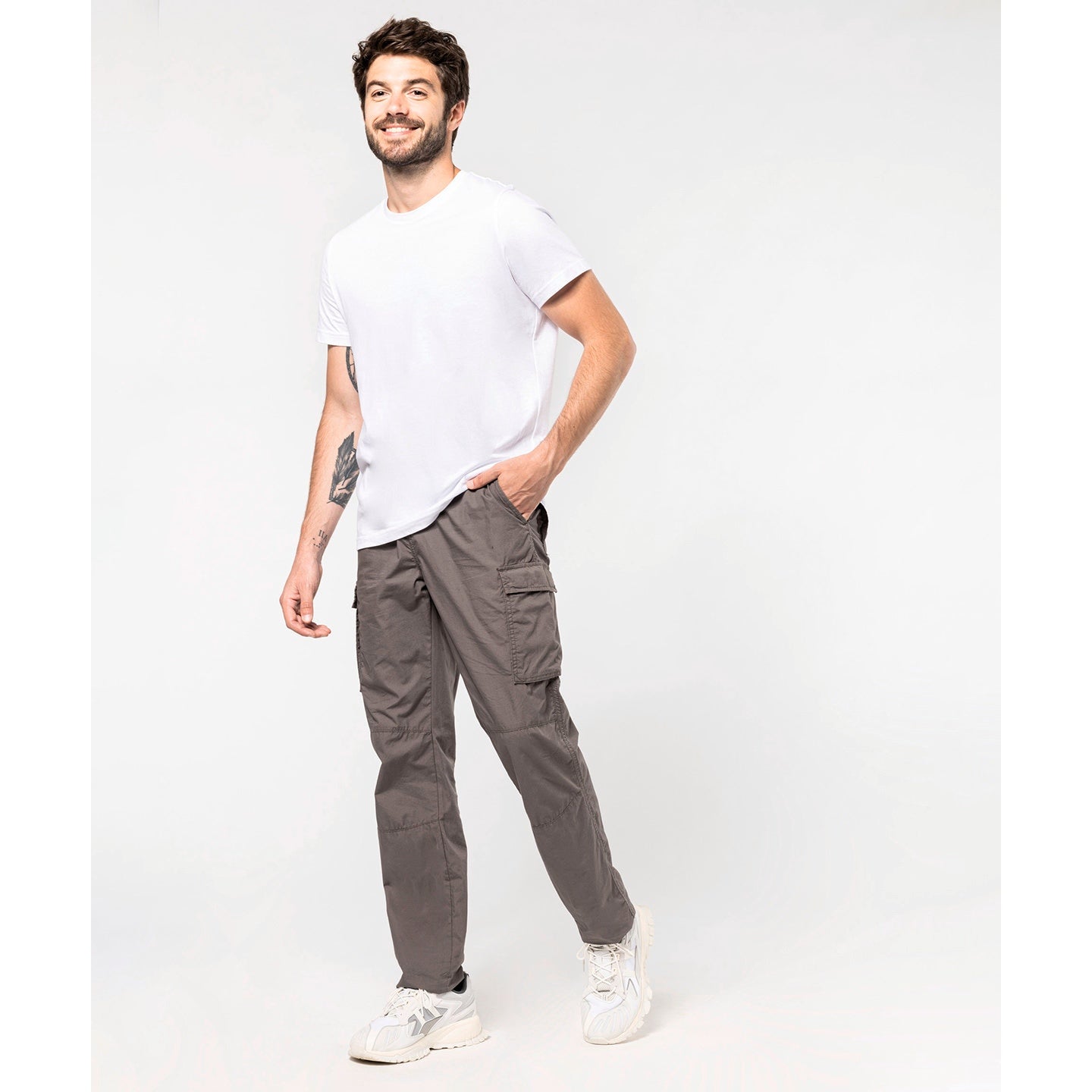 Kariban Men's Lightweight Cotton Multipocket Trousers with Drawstrings