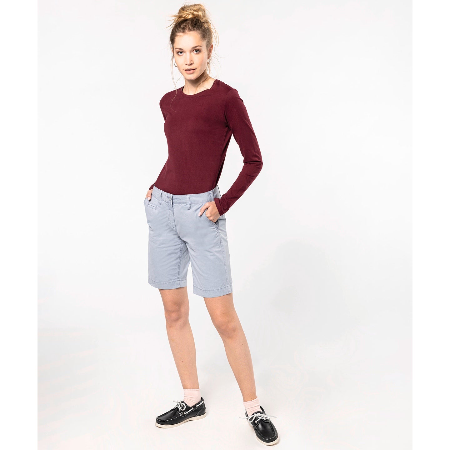Kariban Ladies Washed Effect Bermuda Shorts 100% Cotton Comfort Fit