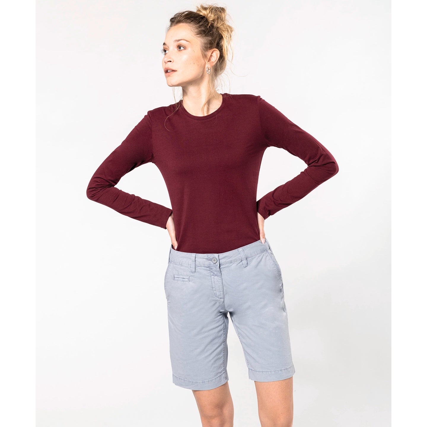 Kariban Ladies Washed Effect Bermuda Shorts 100% Cotton Comfort Fit