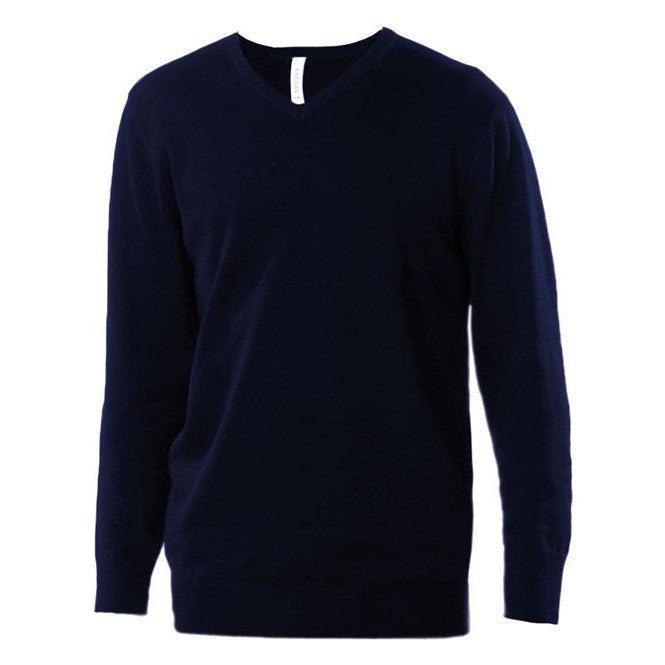 Kariban Men's V-Neck Jumper 50% Cotton 50% Acrylic Fitted Style Sizes S-2XL