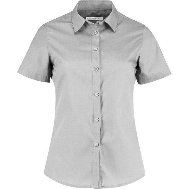 Kustom Kit Women's Short Sleeve Poplin Shirt Soft Collar Easy-Iron Business Top