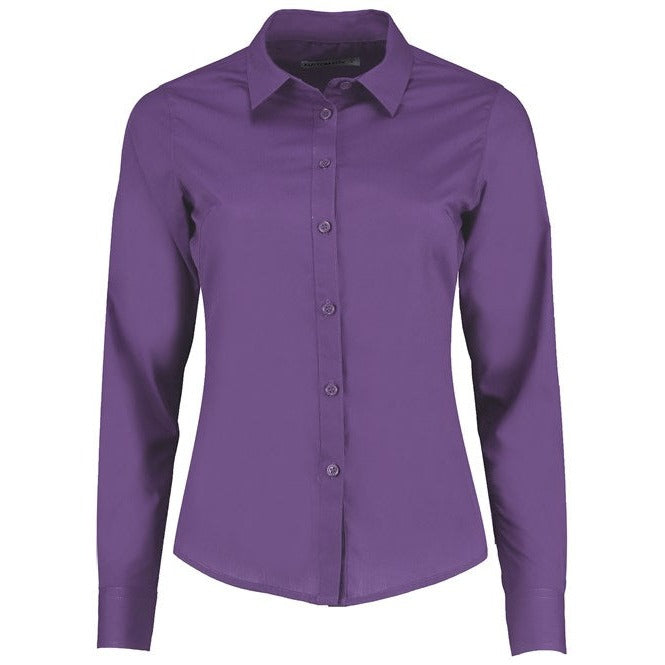 Kustom Kit Women's Long Sleeve Poplin Shirt Soft Collar Adjustable Cuffs