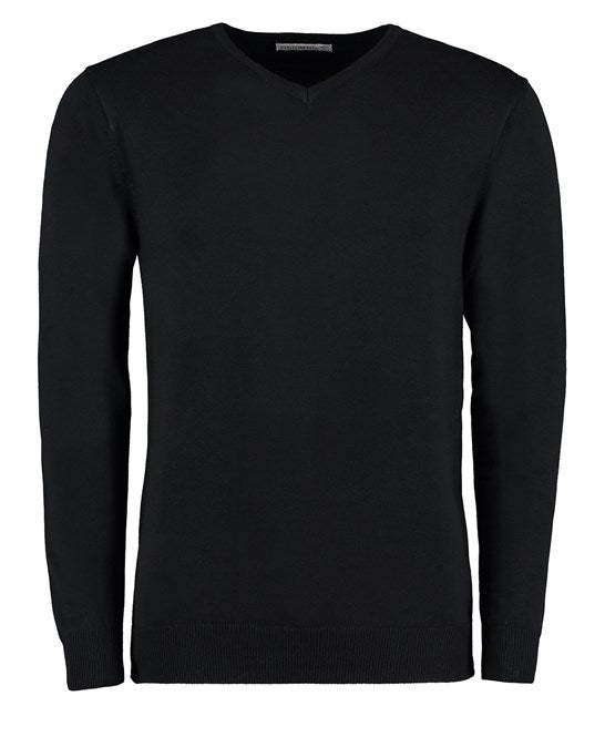Kustom Kit Arundel V-Neck Sweater Long Sleeve Classic Fit 50% Cotton 50% Acrylic