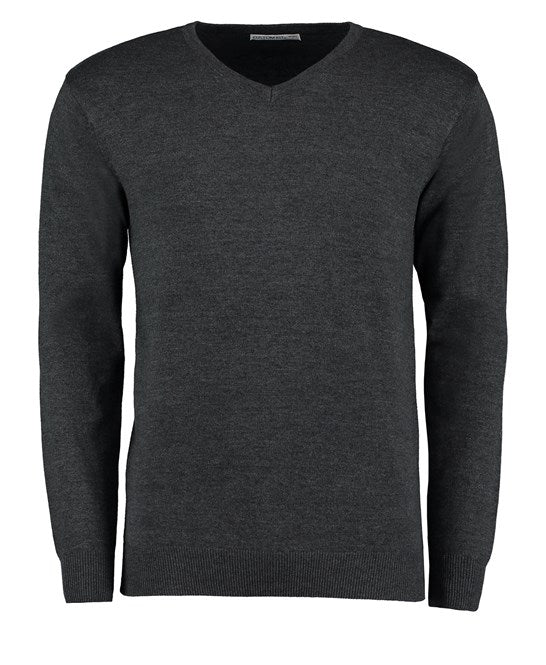 Kustom Kit Arundel V-Neck Sweater Long Sleeve Classic Fit 50% Cotton 50% Acrylic