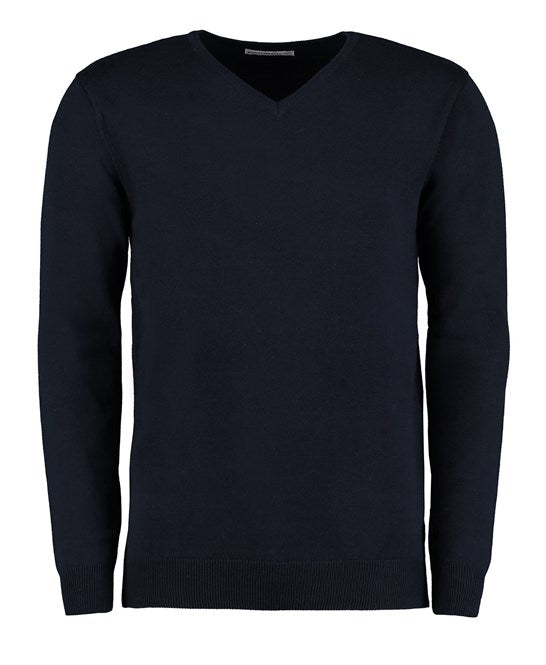Kustom Kit Arundel V-Neck Sweater Long Sleeve Classic Fit 50% Cotton 50% Acrylic