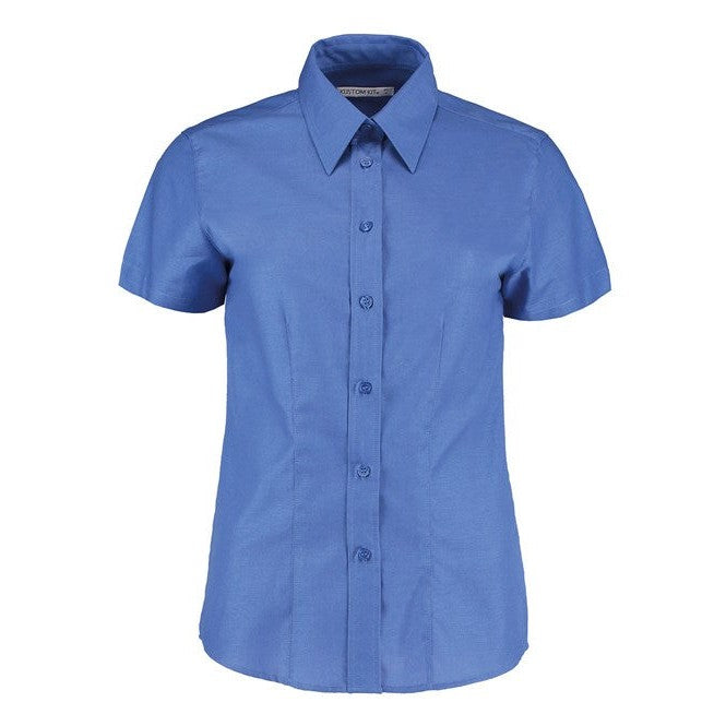 Kustom Kit Women's Short Sleeve Oxford Blouse Tailored Fit Easy Iron 50Â°C
