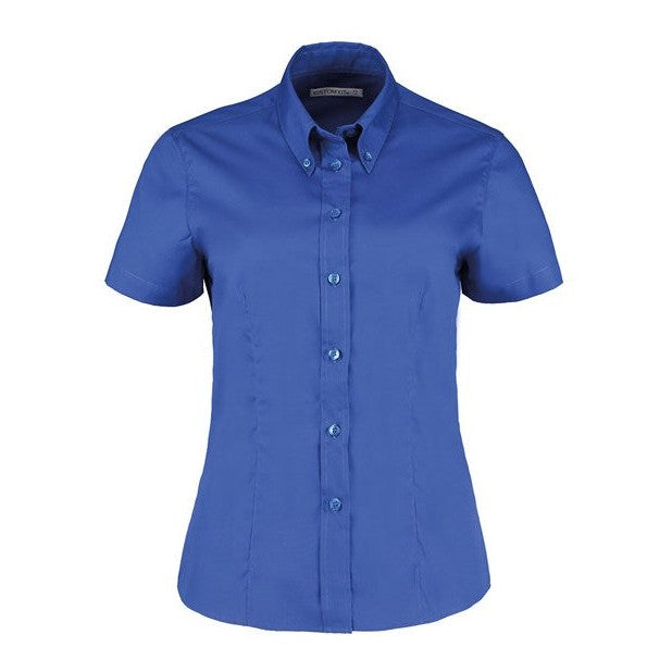 Kustom Kit Women's Short Sleeve Oxford Blouse Tailored Fit Easy Iron Corporate