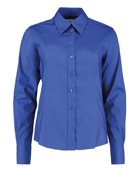 Kustom Kit Women's Long Sleeve Oxford Blouse Tailored Fit Corporate Shirt