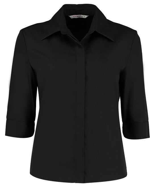 Kustom Kit Women's Continental Â¾ Sleeve Blouse Easy Iron Tailored Fit Size 8-22