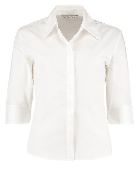 Kustom Kit Women's Continental Â¾ Sleeve Blouse Easy Iron Tailored Fit Size 8-22