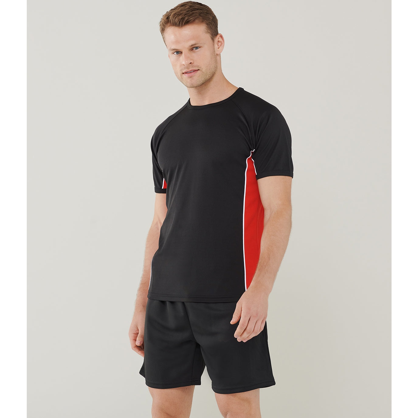 Finden & Hales Performance Panel T-Shirt Wicking Fabric Crew Neck Sportswear