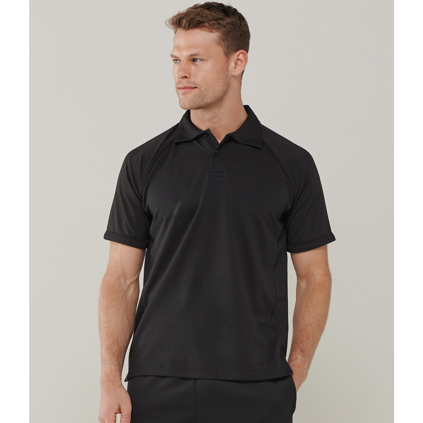 Finden & Hales Piped Performance Polo Black CoolPlus Fabric Sports Fit