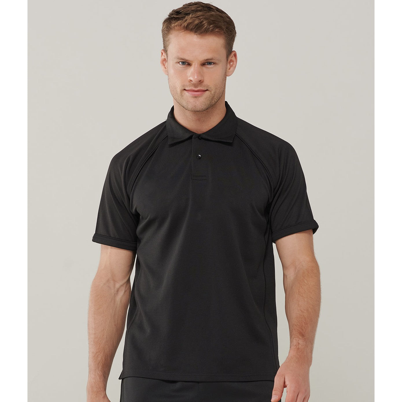 Finden & Hales Piped Performance Polo Black CoolPlus Fabric Sports Fit