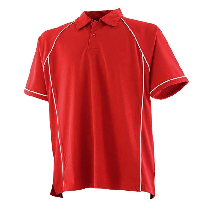 Finden & Hales Piped Performance Polo Red/White CoolPlus Fabric Sports Fit