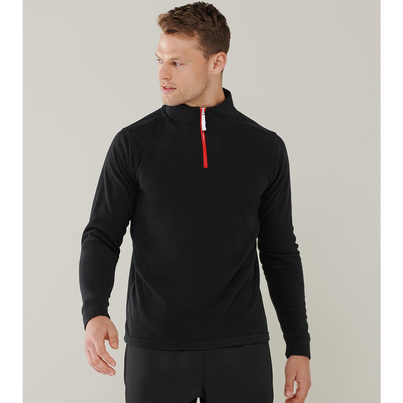 Finden & Hales Â¼ Zip Long Sleeve Fleece Top Anti-Pill Contrast Zip Piped