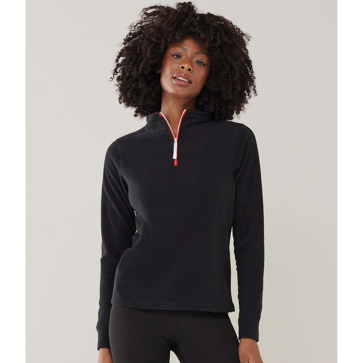 Finden & Hales Â¼ Zip Long Sleeve Fleece Top Anti-Pill Contrast Zip Piped