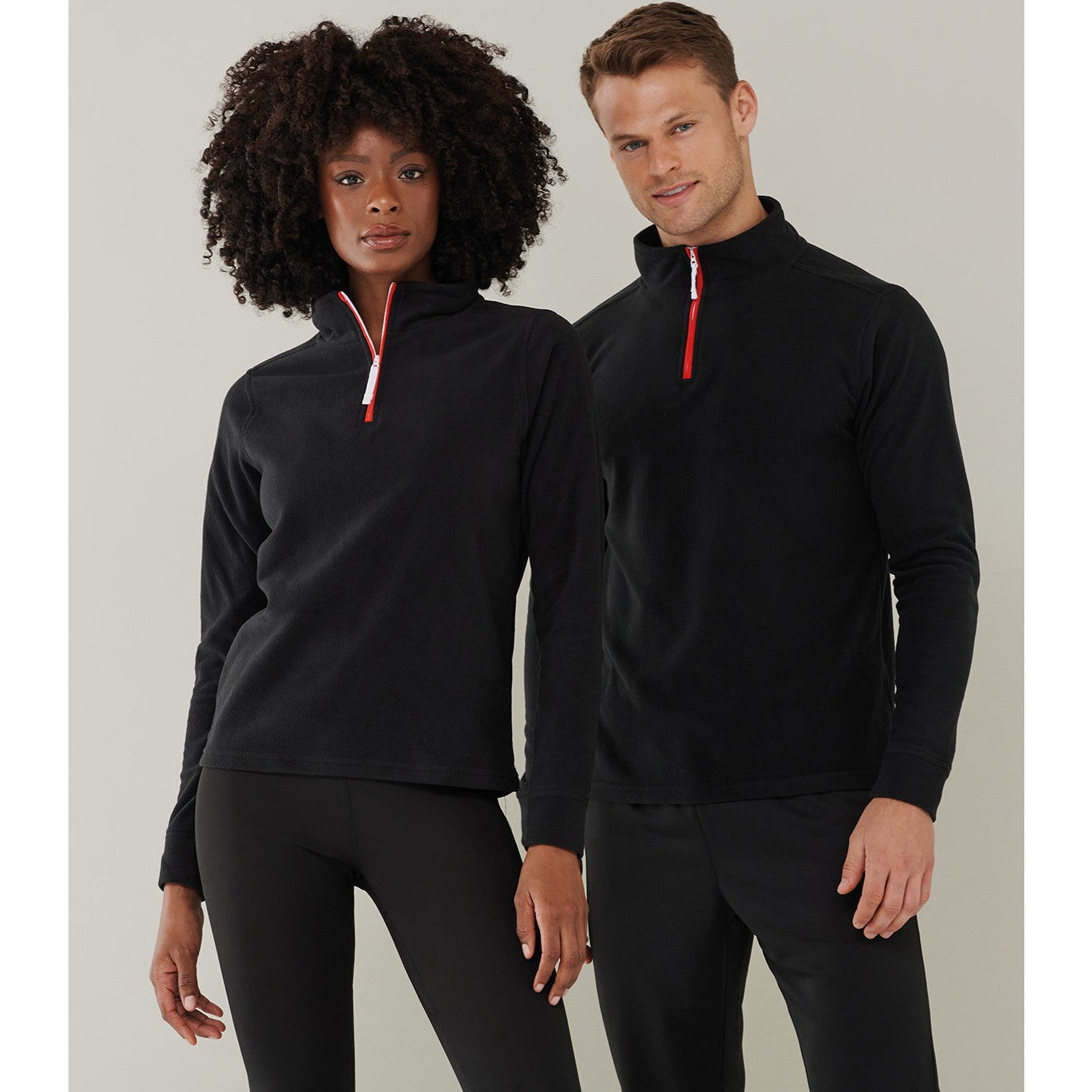 Finden & Hales Â¼ Zip Long Sleeve Fleece Top Anti-Pill Contrast Zip Piped