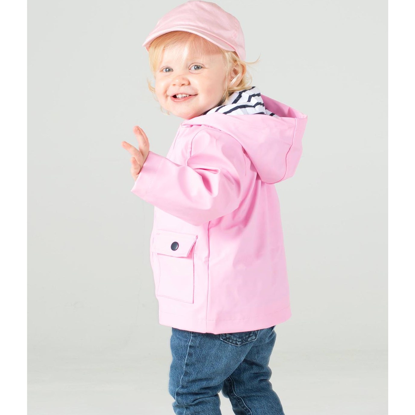 Larkwood PVC Rain Jacket with Hood and Striped Cotton Lining for Kids