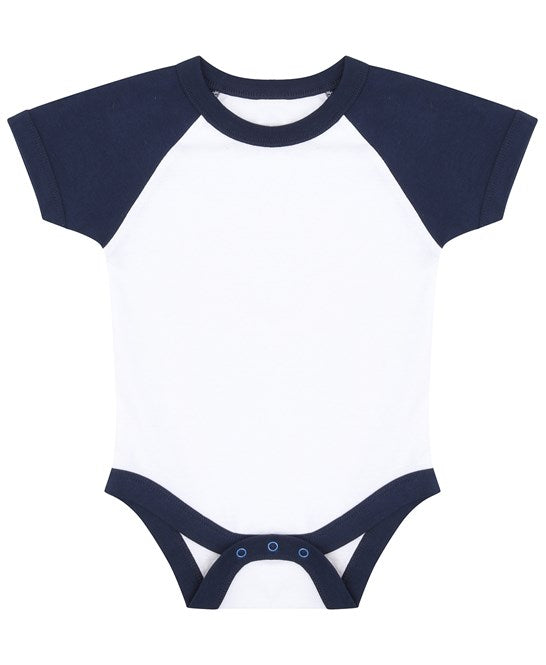 Larkwood Short-Sleeved Baseball Bodysuit 100% Cotton Contrast Sleeves 0-18m