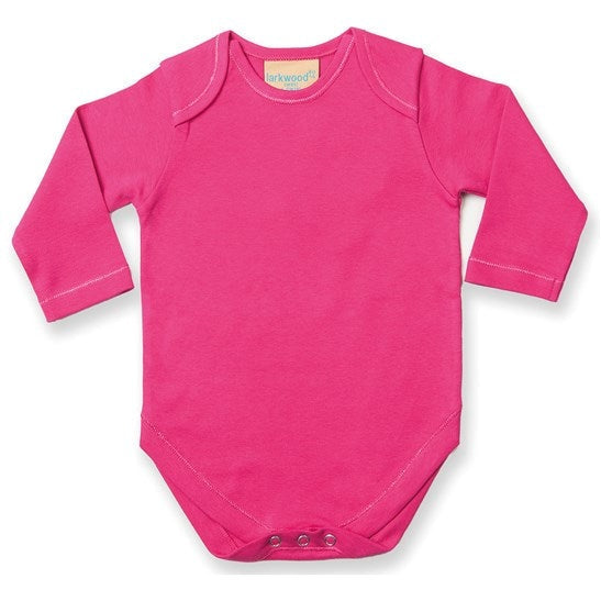 Larkwood Long Sleeve Baby Bodysuit Cotton Envelope Neck YKK Popper Fastening