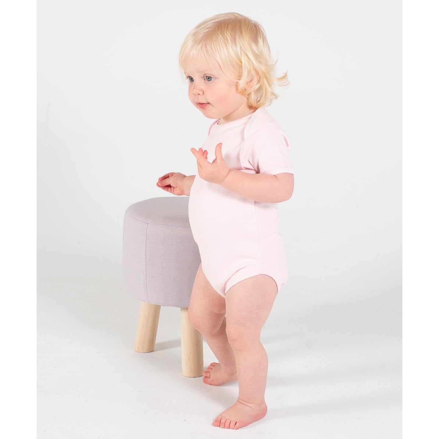 Larkwood Short-Sleeved Baby Bodysuit with Envelope Neck and Popper Fastening