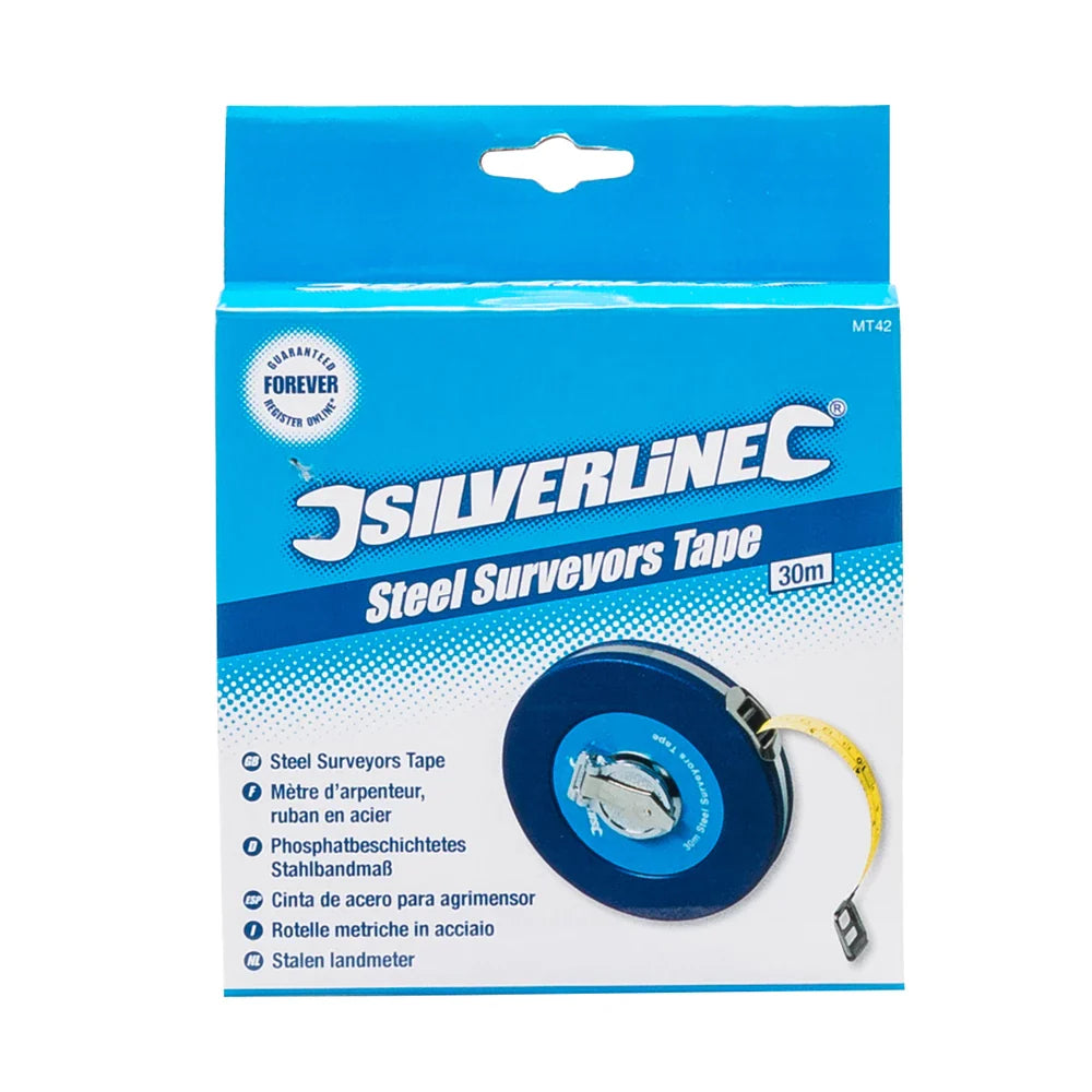 Silverline Steel Surveyors Tape 12mm Wide ABS Case Accuracy Metric Imperial