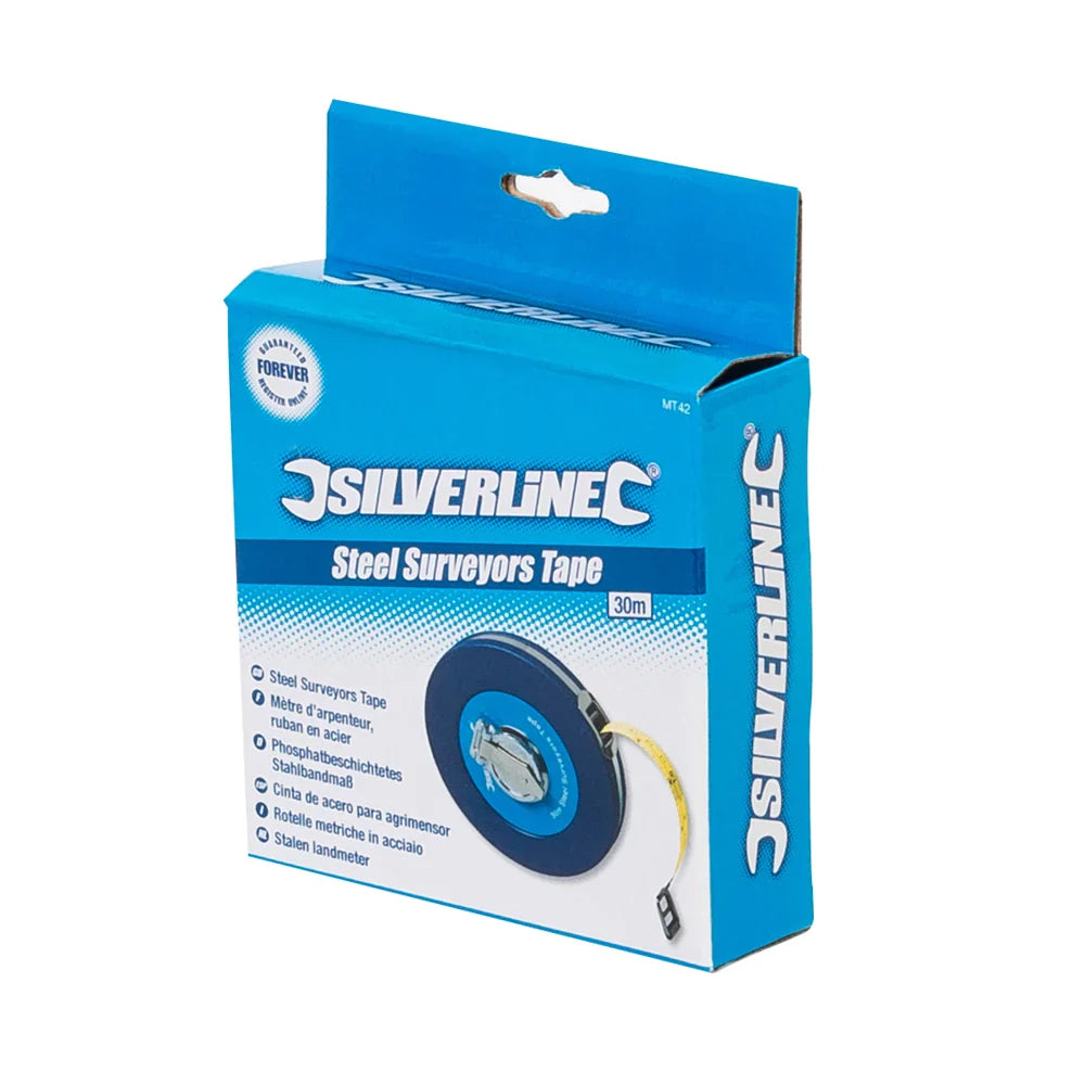 Silverline Steel Surveyors Tape 12mm Wide ABS Case Accuracy Metric Imperial