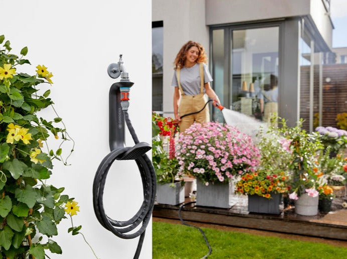 Gardena Liano TapFix Hose Storage for Easy Connection and Damage-Free Setup