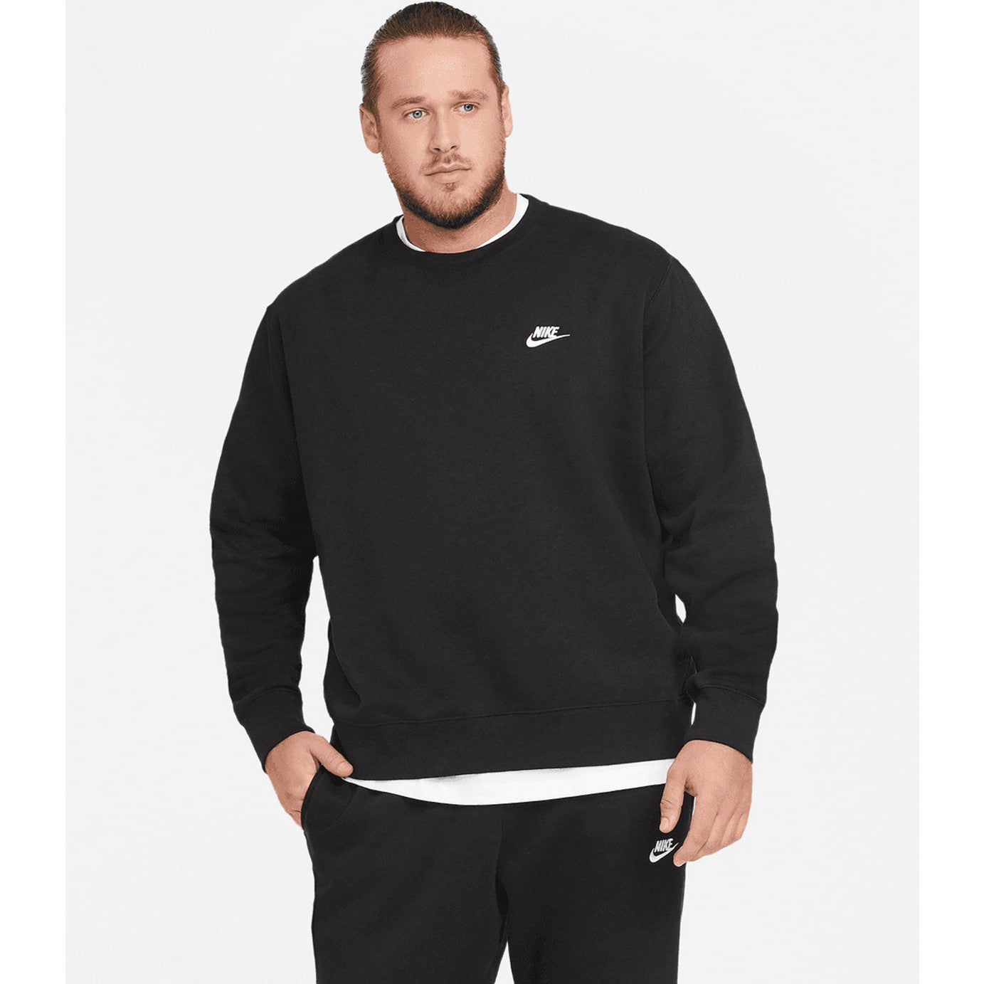 Nike Club Crew Sweatshirt Brushed Fleece Soft Comfort Embroidered Logo