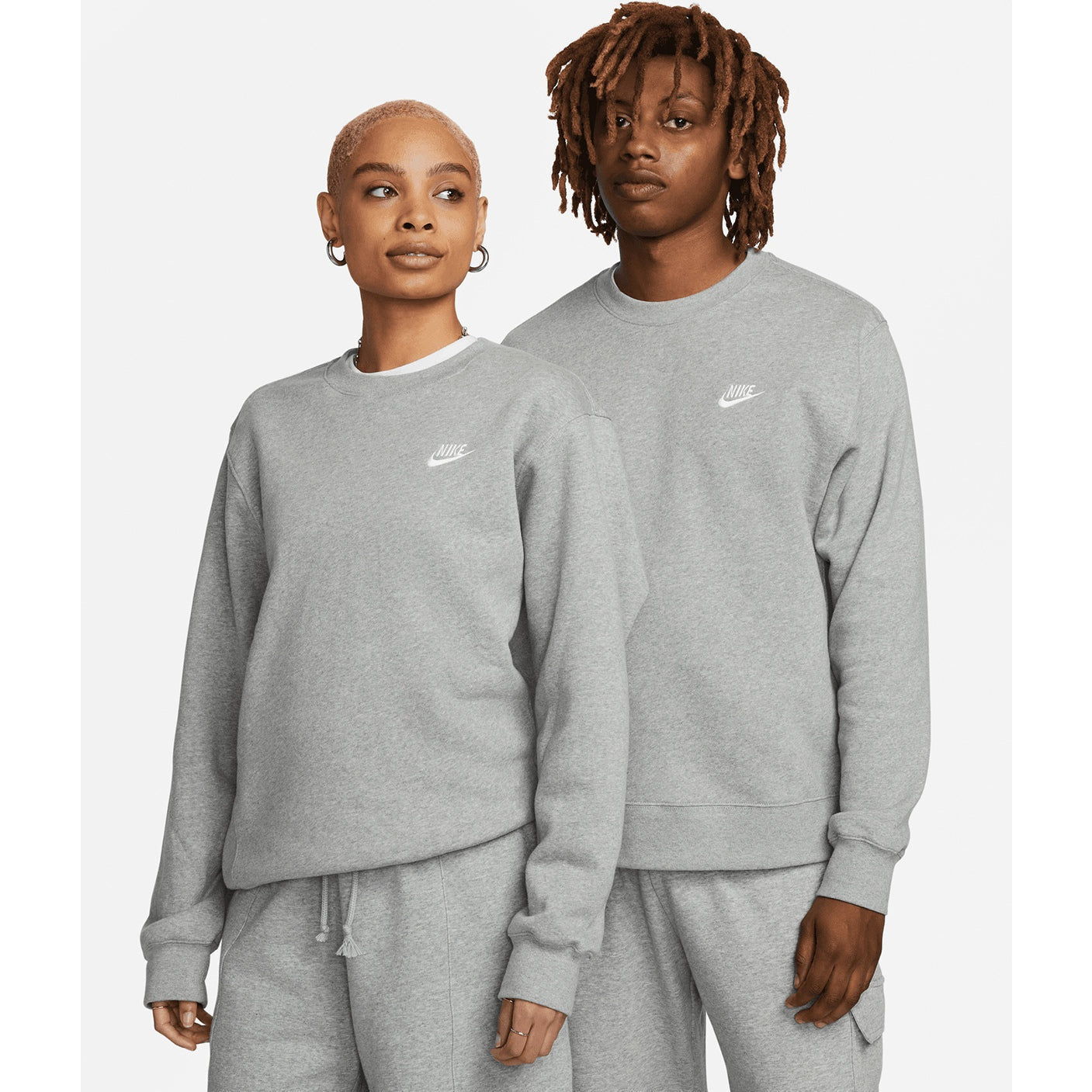 Nike Club Crew Sweatshirt Brushed Fleece Soft Comfort Embroidered Logo