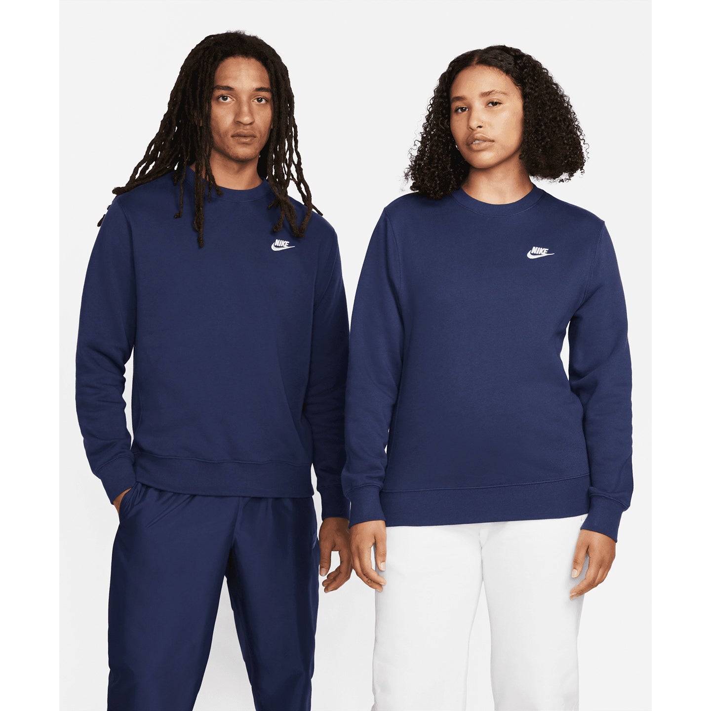 Nike Club Crew Sweatshirt Brushed Fleece Soft Comfort Embroidered Logo